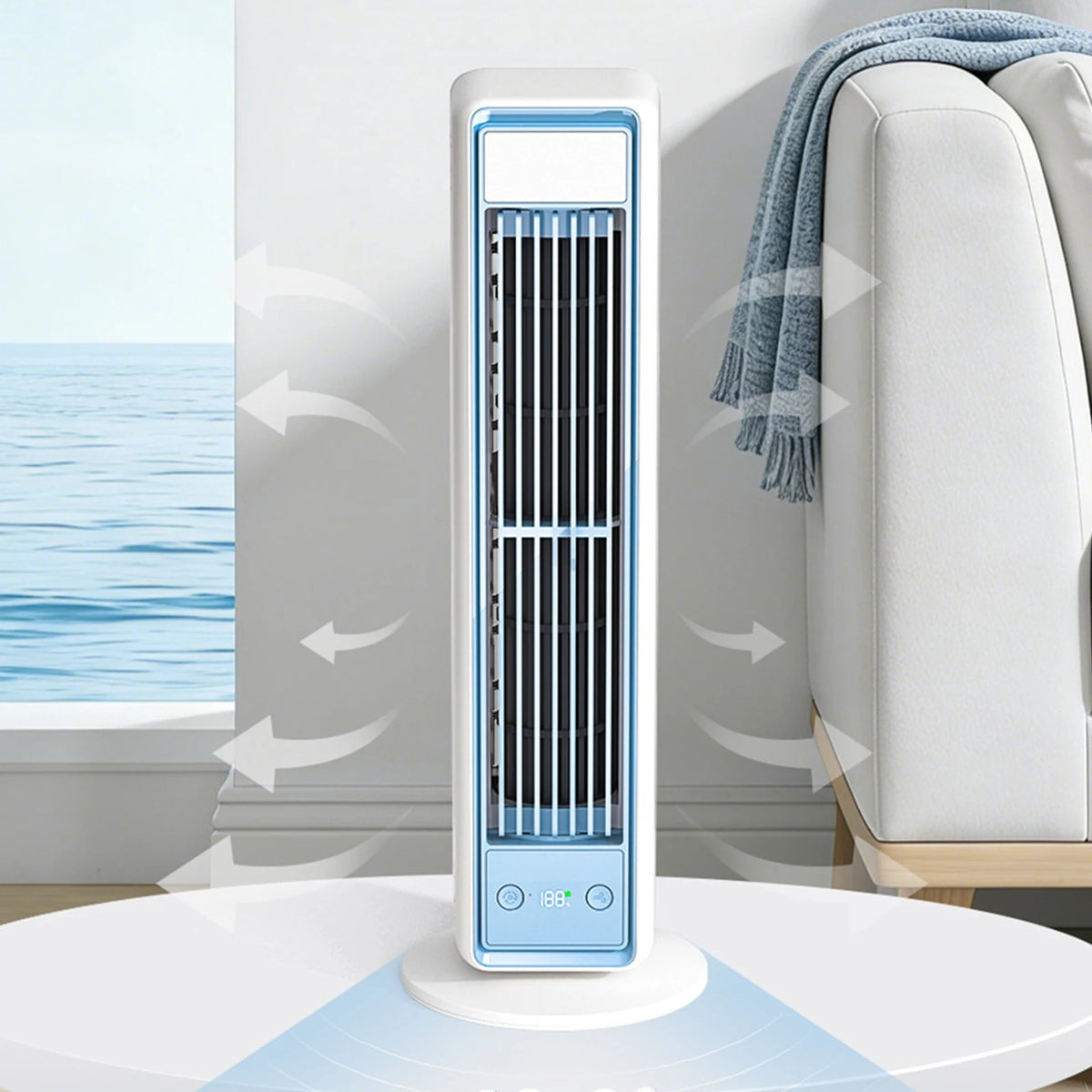 3600mAh Rechargeable Wall Mounted Fan 5 Speeds Cooling Air Cooler 48.8 Degree Motion Wall Circulating Fan for Home Office
