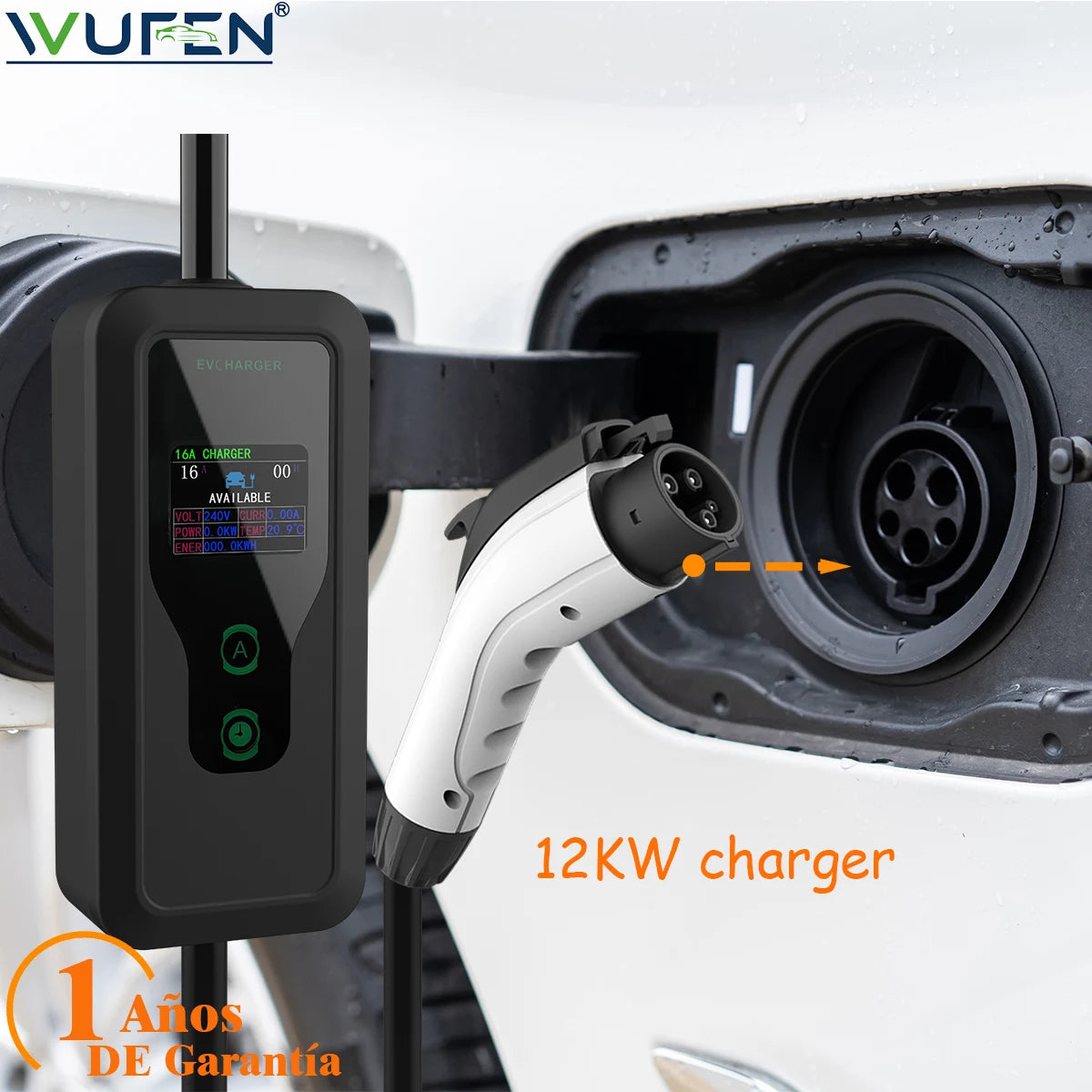 WUFEN Type1 50A 1Phase 12KW 220V Portable EV Charger J1772 Socket Fast Charging EVSE Wallbox Charging Station for Electric Car