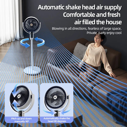 High Quality Floor Fan Air Circulation Fan Rechargeable DC 12V Fan 9000mAh Large Battery Scalable Fan Outdoor Fan with Remote
