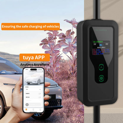 WUFEN GBT/Type1/Type2/NACS Portable EV Charger 250V 7KW 32A 1P Wall mounted EVSE Fast Charging Cable CEE Plug Tuya APP Control