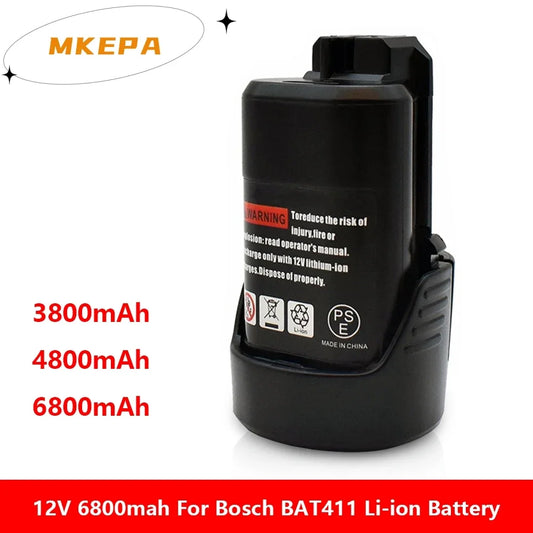 10.8 12V38006800mAh suitable for Bosch lithium-ion batteries BAT412A BAT414 BAT411 BAT412 D-70745 2607336014 BAT420 GSR 120-L