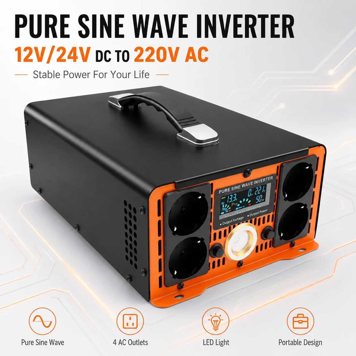 Inverter 24V 220V Current Converter Pure Sine Wave 7000W 10000W Convertisseur 12V 220V Voiture Power Inverter for Car