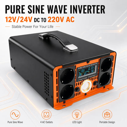 Inverter 24V 220V Current Converter Pure Sine Wave 7000W 10000W Convertisseur 12V 220V Voiture Power Inverter for Car