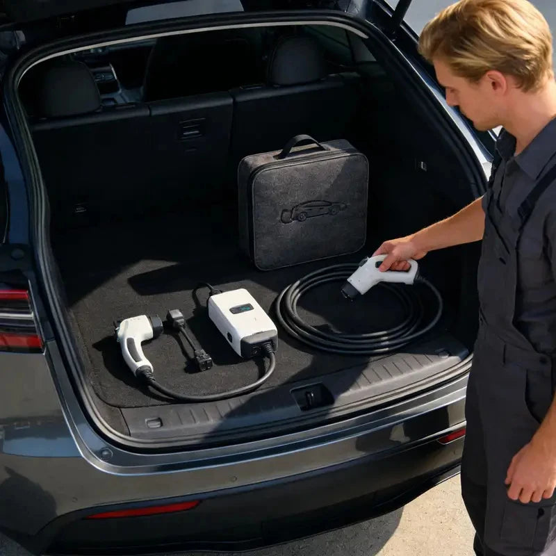 New Energy Vehicle Charging Gun Storage Bag Portable EV Charger Cable Bag Waterproof Auto EV Charging Jumper Storage Bag