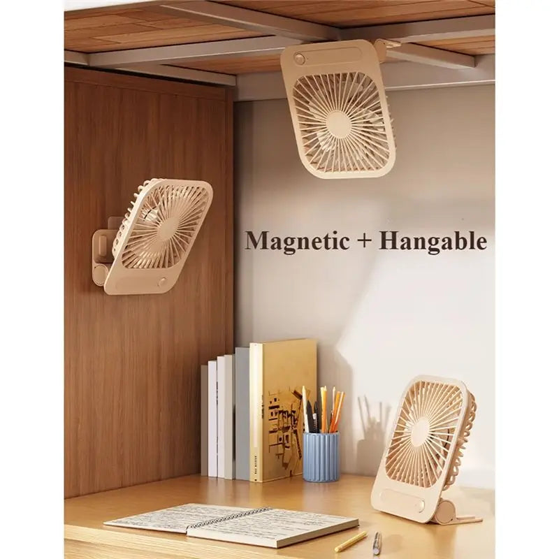 -November USB Rechargeable Portable Fan 180° Adjustable 4-Speed Cool Air Magnetic Thin Air Cooling Fan For Home Office Study