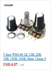 20PCS RM065 Trimmer Potentiometer Adjustable Resistor 500R 1K 5K 10K 20K 50K 100K 200K 500K 1M RM-065 Variable Resistors