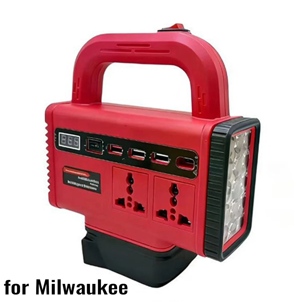 For Dewalt/Makita/Milwaukee 18V Battery Portable Battery Inverter DC 21V To AC 180V-220V Multifunction Intelligent Inverter Conv