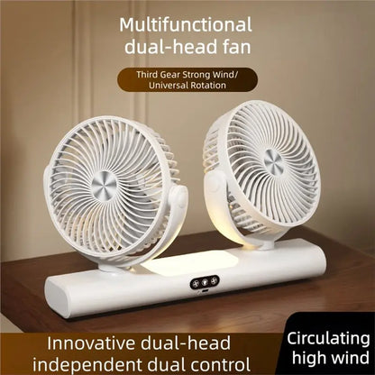 AC39-FS-39 Rechargeable Double Head Fan For Home, Dorm& Outdoor, Portable Fan,Versatile Design