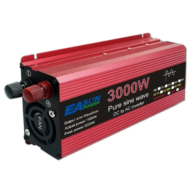 1000W 1600W 2200W 3000W Pure Sine Wave Inverter DC 12V 24V To AC 110V 220V Voltage Transformer Power Converter Solar Car Inverte