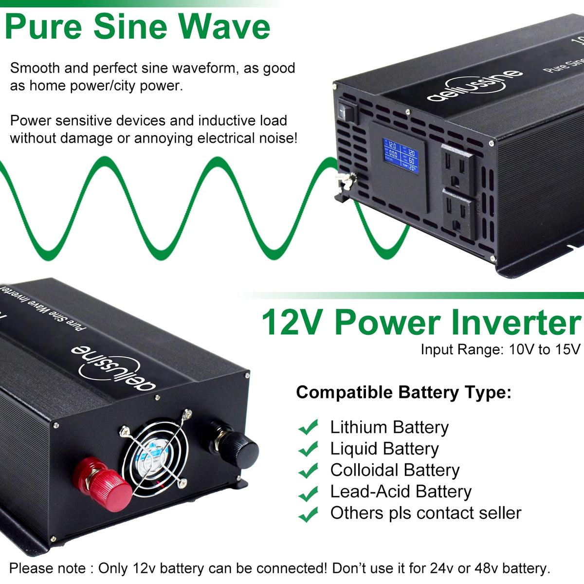 WZRLB Pure Sine Wave Solar Inverter 1000W 24V 220V Off Grid PV 12V 48V 36V DC to 120V 230V 240V AC Converter Home Appliance