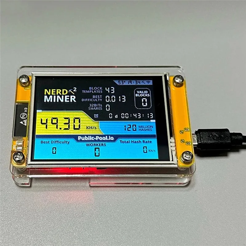 Exquisite-Brand New Nerdminer V3 2.8-Inch BTC Solo Lottery Nerd Miner Crypto Bitcoin Miner Solo Mining Machine