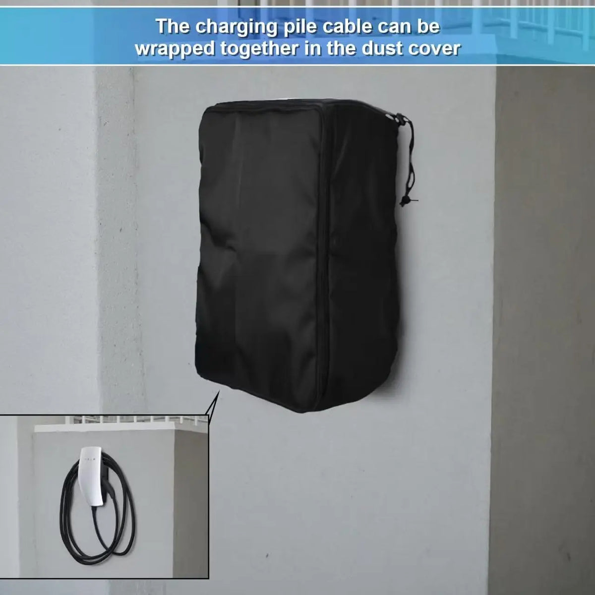 Car Charging Station Dust Cover, EV Charger Cover, Charging Station Hood, Adjustable Size Zipper Waterproof and Dust-Proof Cover