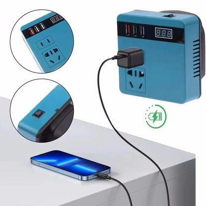 1Pcs 18V 20V To 220V Battery Inverter Dual Plug 120W Smart Transformer Multifunctional Household Outdoor Work Inverter Tool