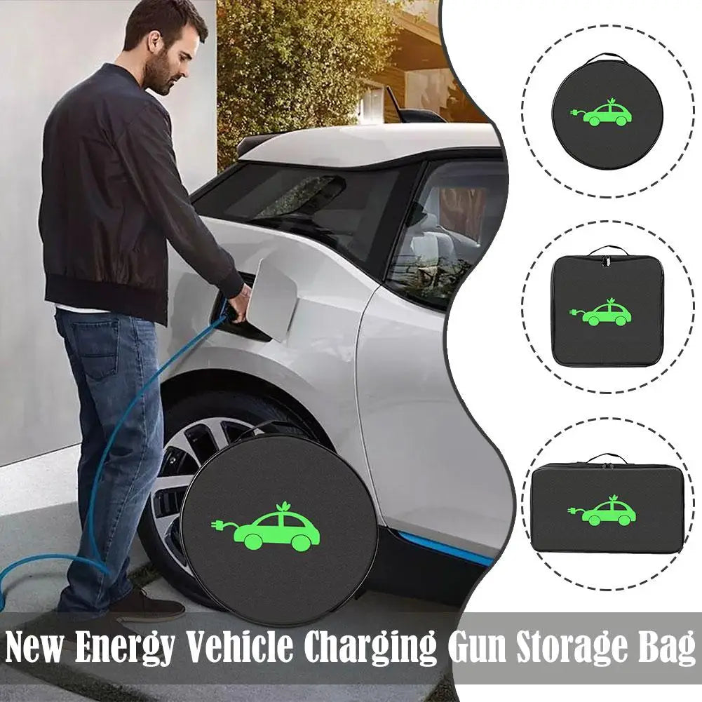 EV Charging Cable Storage Bag Electric Car Charger Box Charging Organizer Jumper Cable Bag Waterproof Fire Retardant Organizer