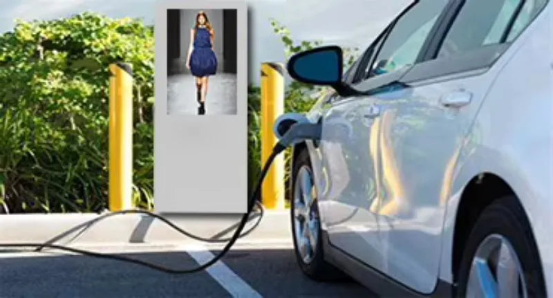 Customized ev charging station integrated lcd advertising display digital signage for commercial plaza retail business operators