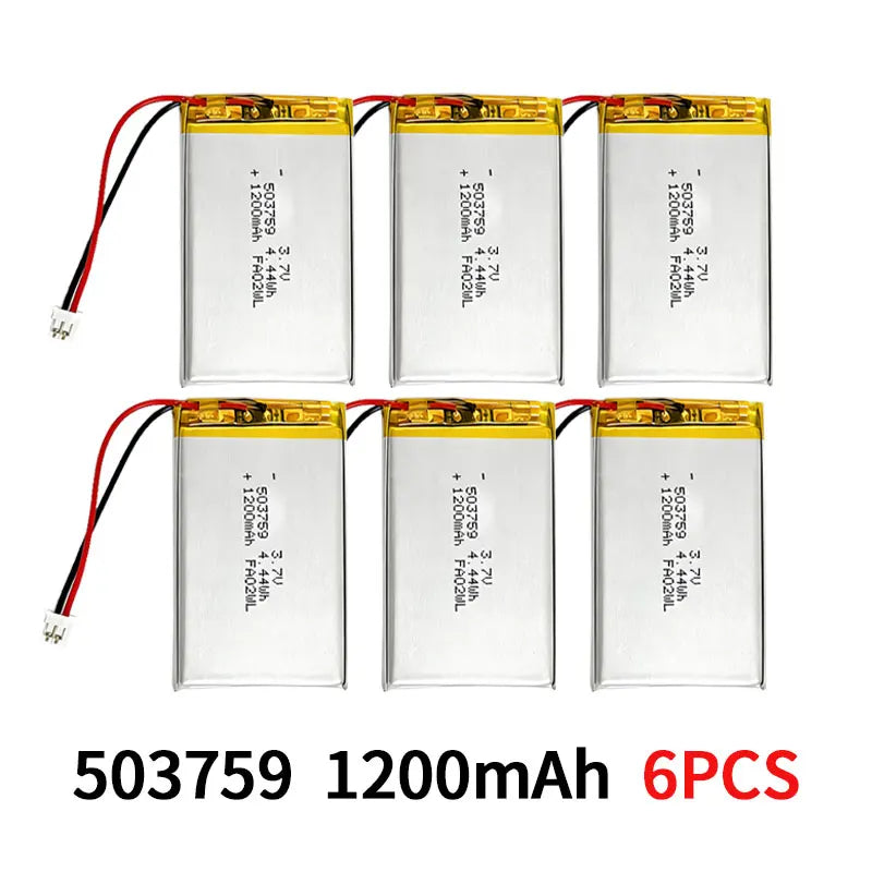 Lithium Polymer Battery 503759 3.7V 1200mAh LiPo Cell  Replacement Power For Bluetooth Headset Audio Stereo PSP POS