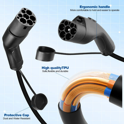 EV Charging Cable Type2 to GB/T EV Cable 3.6/7.2/11KW 1P/3P for GBT EV Car Charging On Type 2 Public Socket EVSE Charger Station