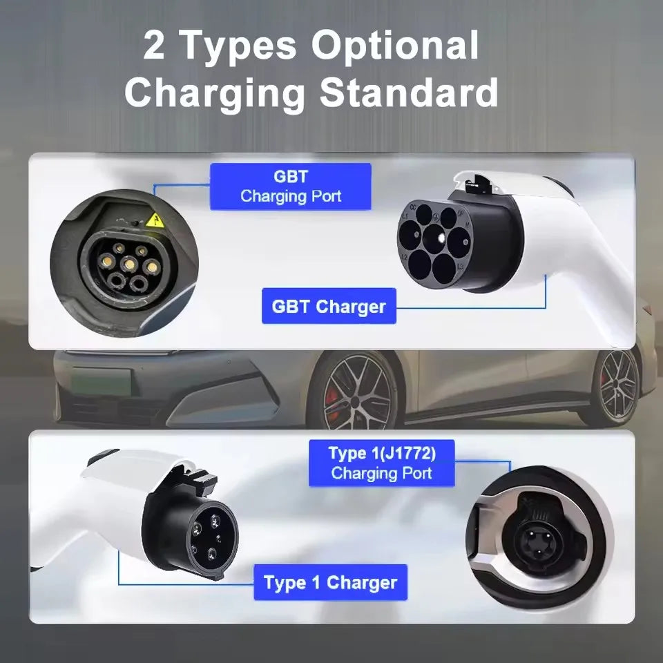 Teschev Type 1 Portable EV Charger 7KW 32A 1Phase Wallbox GBT EVSE Fast Charging Cable CEE Plug Electrical Home Charging Station