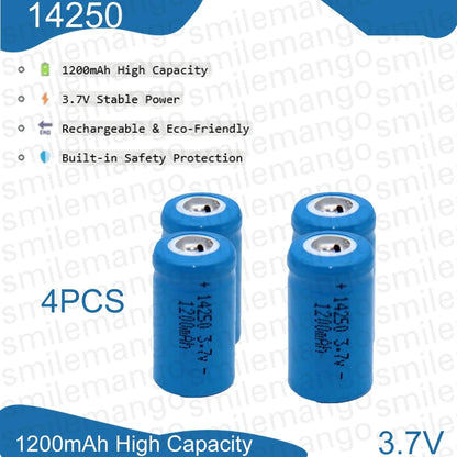 3.7V 14250 Rechargeable Lithium Battery LS14250 ER14250H 1/2-R6 1/2 AA 1200mAh Rechargeable ER14250 Lithium Battery