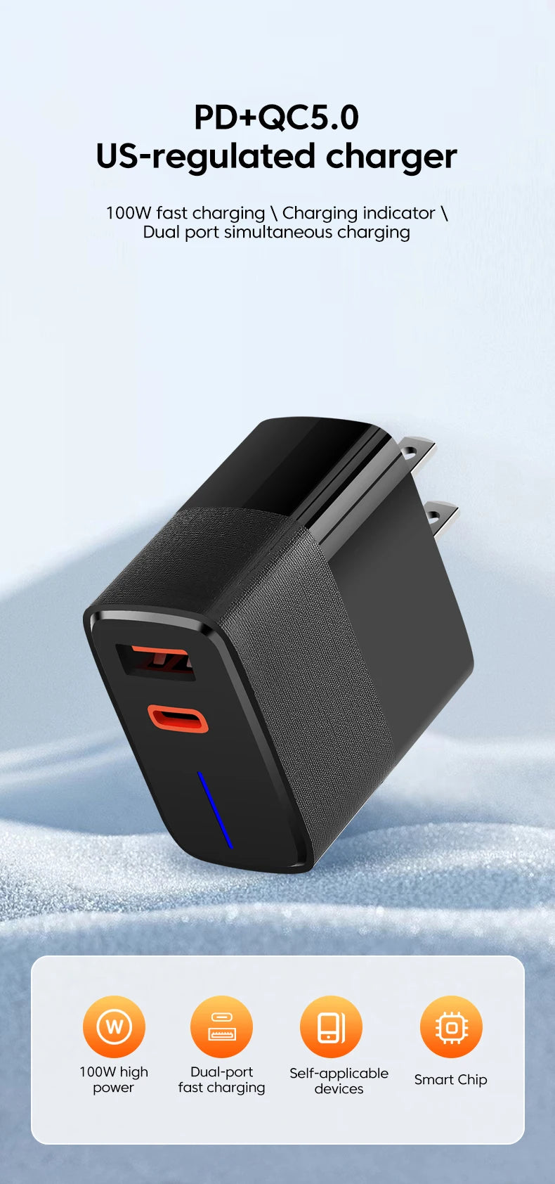 Olaf 100W USB Charger Fast Charging QC 5.0 Type C PD Charger Mobile Phone Chargers For iPhone Huawei Samsung Xiaomi Quick Charge