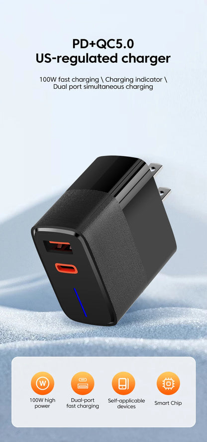 Olaf 100W USB Charger Fast Charging QC 5.0 Type C PD Charger Mobile Phone Chargers For iPhone Huawei Samsung Xiaomi Quick Charge