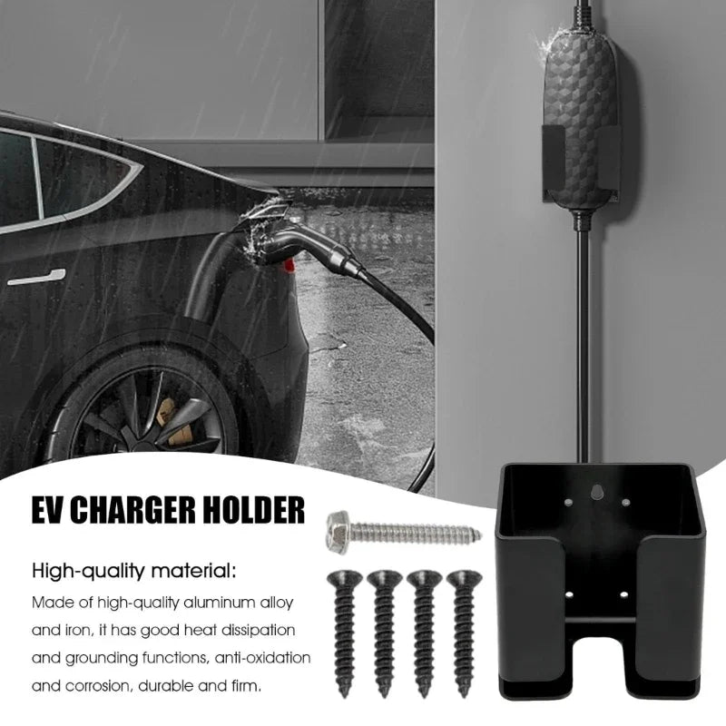 EV Charger Holder Stand Rack Wall Mounted Electric Vehicle Charging Box Holder Bracket Stand with Cable Management for J1772