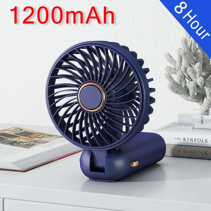 1200mAh Portable Mini Fan With LED USB Battery Fans Rechargeable Cool Cooler Small Foldable Handheld Desk Bedroom Indoor Home