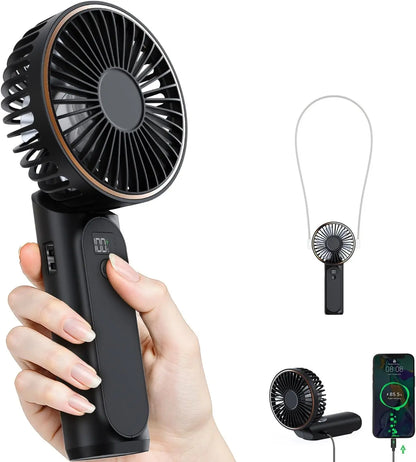 Handheld Fan Cooling Rechargeable 180° Adjustable 6 Speed Wind Display Portable Air Conditioner Foldable Quiet Fan As Power Bank
