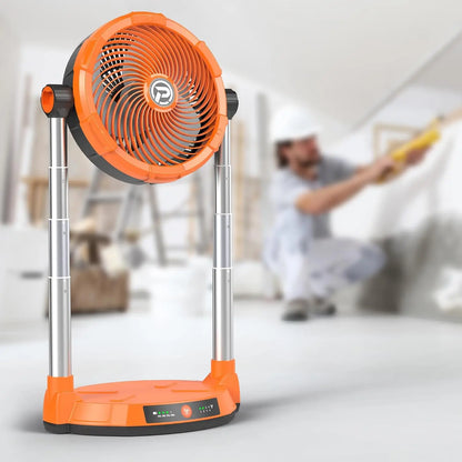 40000mAh Battery Operated Fan 12 Inch Rechargeable Floor Fan 4 Speeds 65Hrs Cooling 34.6 Height Adjustable 12V Output Cordless F