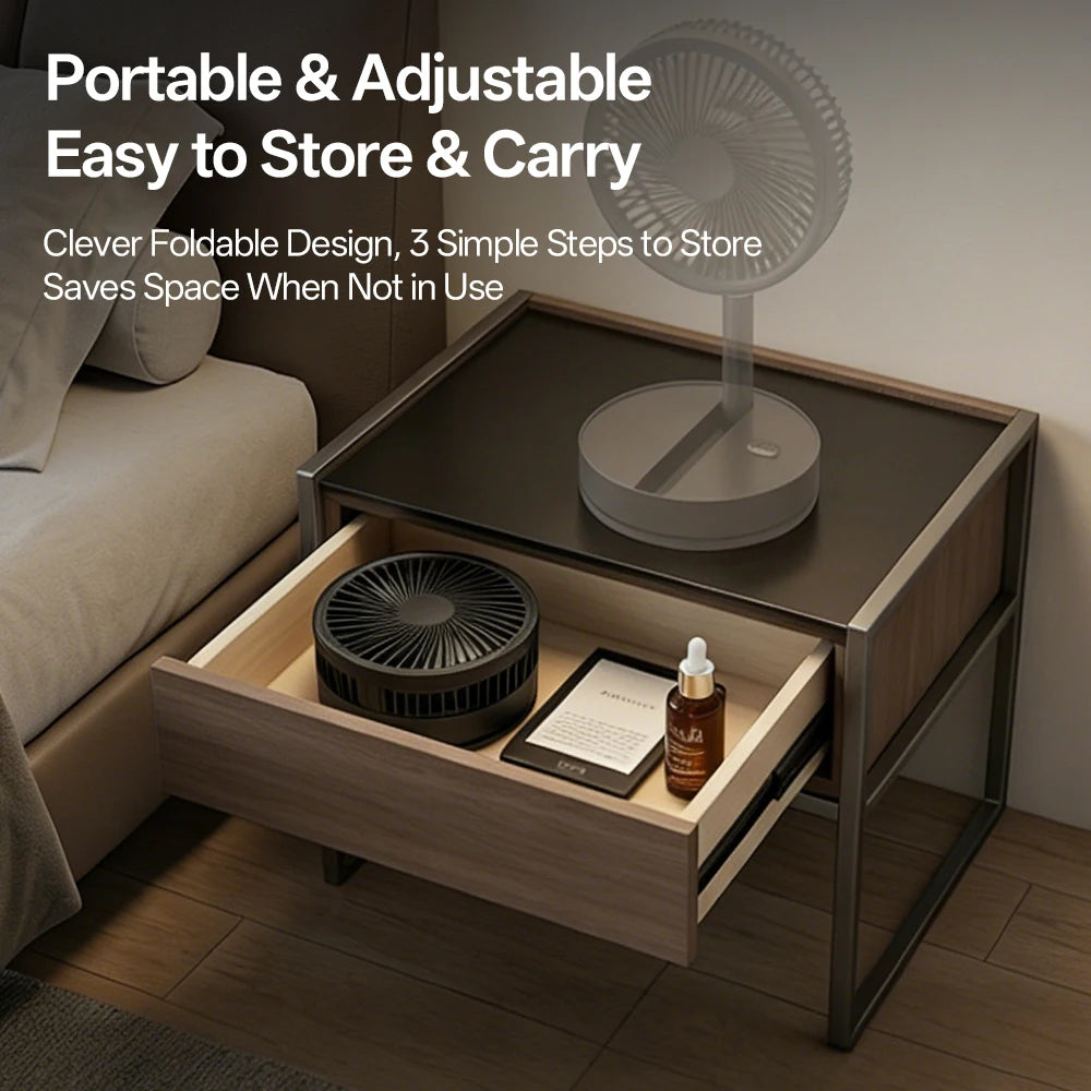 Portable Foldable Rechargeable Fan Operated USB C Small Fan With Remote Quiet Table Desk Fan Folding Standing Pedestal Fan Room