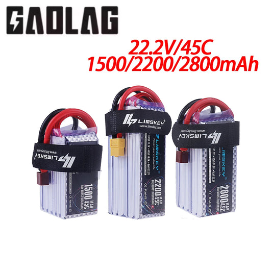 6S 22.2V 45C 1500/2200/2800mAh LiPo Battery With XT60 XT90 Plug High Power RC Model Battery