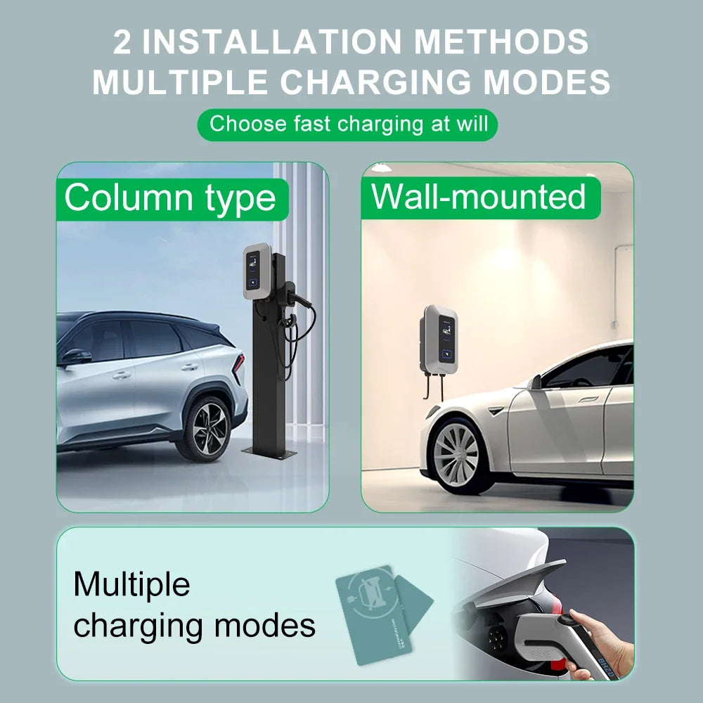 32A EV Charging Station 22KW 3Phase Electric Vehicle Charger Type2 EVSE Wallbox IEC62196-2 EV Charge Type 2 with 5M Cable