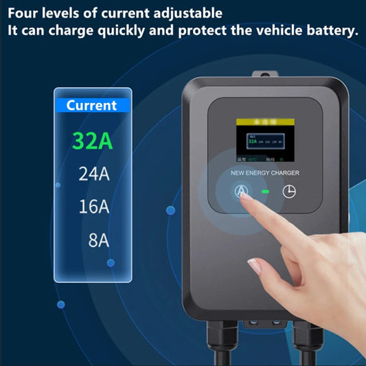 EV Wallbox 5M/10M 7KW 32A Charging Station Car Home EV Wallbox Electric Car EV Wallbox With 5M Cable Color Screen