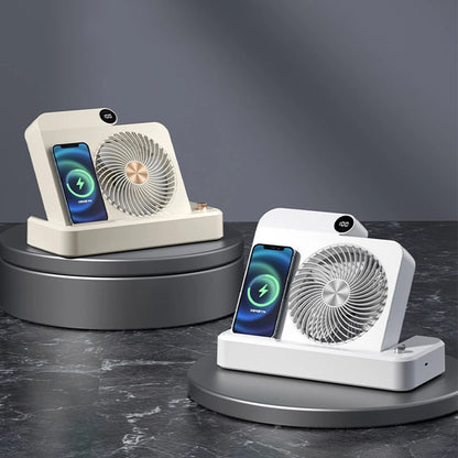 New Multifunctional Mobile Phone Charging Fan Household/Car Desktop Fan USB Rechargeable Electric Fan Digital Display JMF-13