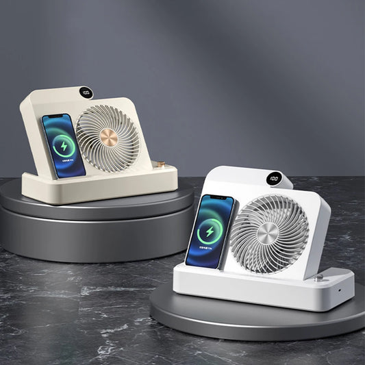 New Multifunctional Mobile Phone Charging Fan Household/Car Desktop Fan USB Rechargeable Electric Fan Digital Display JMF-13
