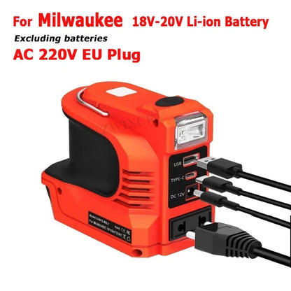 200W Battery Inverter Adapter For Makita/Bosch/Dewalt/Milwaukee 18V Li-ion Batteries Outdoor Power Bank AC 120-220V