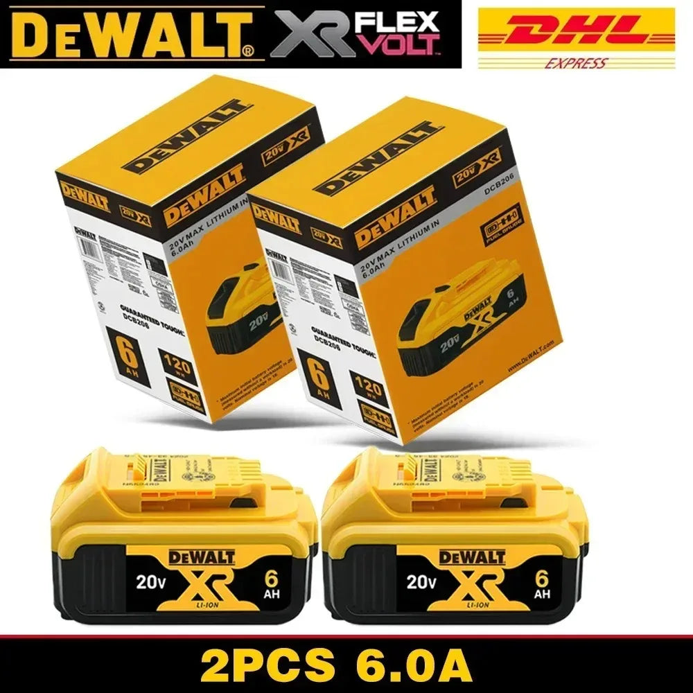 100% Original DeWalt Batteries 20V 6000mAh Li Ion Battery For DCB206 DCB205 DCB204 DCB200 DeWalt Power Tools Air Transport