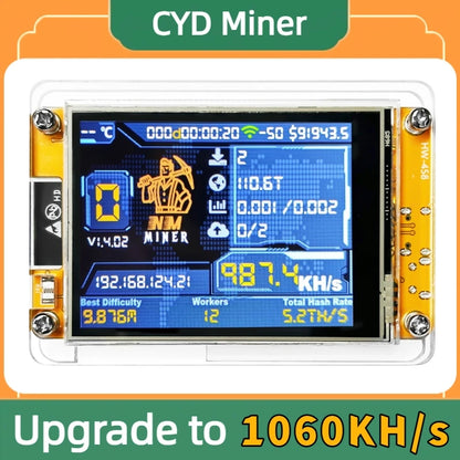 Lucky Miner for Computer Nerd Bitcoin Solo Lottery NMMiner Hashrate 1100KH/s 2.8 inch Smart Display Crypto ESP32 V3.0 DROOM