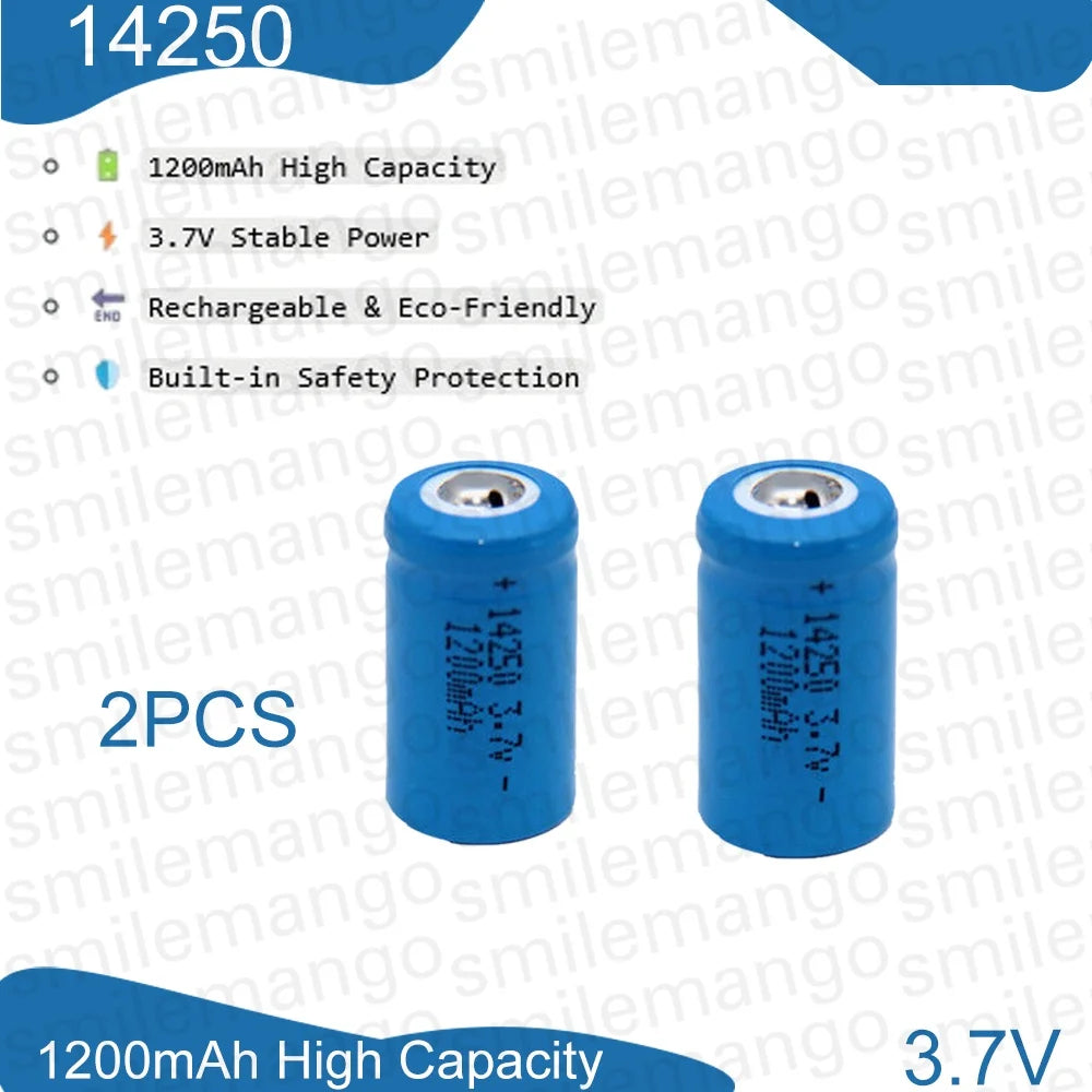 3.7V 14250 Rechargeable Lithium Battery LS14250 ER14250H 1/2-R6 1/2 AA 1200mAh Rechargeable ER14250 Lithium Battery