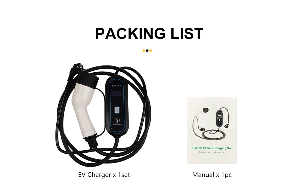 TAYSLA EV Charger Type 2 IEC62196-2 Portable EVSE Charging Cable 16A 3.5KW EV Charging Station Wallbox EU Plug for Electric Car