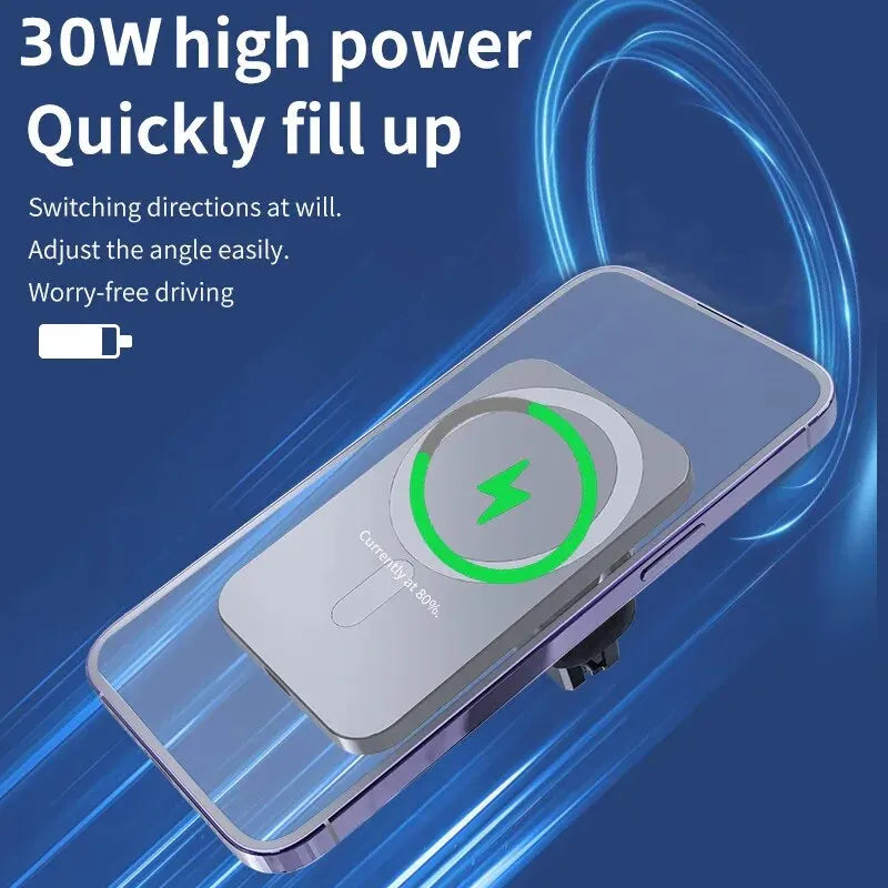 Magnetic Car Wireless Charger For iPhone 17 16 15 14 13 12 Pro Max Mini Car Phone Holder Stand Mount Fast Charging Station
