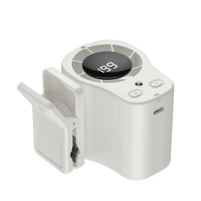 Car Air Conditioning Fan Clip Portable USB Rechargeable Cooling Fan with LED Display 360 Rotation Large Battery