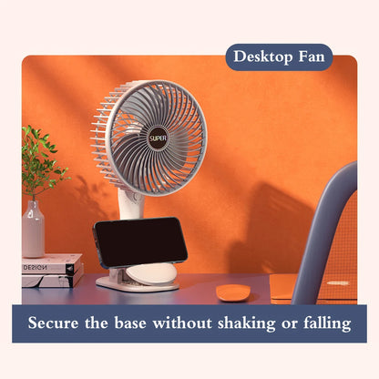 4-in-1 Rechargeable Circulating Clip Fan 3-Speed Mini Fan Support Handheld Desktop, Clip-on and Wall Mount for Bedroom Camping