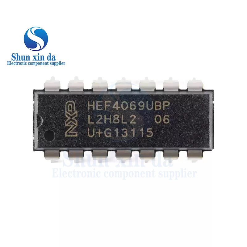 5PCS HEF4069UBP, 652 HEF4069UBP Inverter SMD IC Chip DIP-14 6 Channel 3V to 15V Inverters Brand New Authentic
