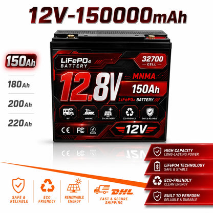 12V 180Ah 200Ah lithium iron phosphate energy storage power supply UPS RV outdoor camping built-in 100A BMS cold cycle 8000+