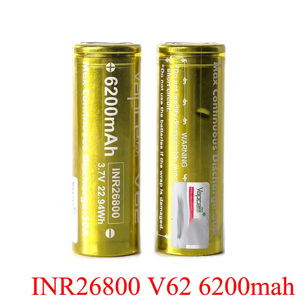Vapcell V62 6200mah Battery INR26800 26800 Rechargeable Batteries 3.7v 22.94Wh High Drain Battery For Strong Light Flashlight