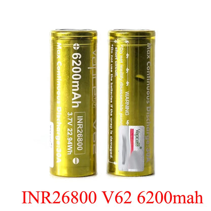 Vapcell V62 6200mah Battery INR26800 26800 Rechargeable Batteries 3.7v 22.94Wh High Drain Battery For Strong Light Flashlight