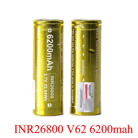 Vapcell V62 6200mah Battery INR26800 26800 Rechargeable Batteries 3.7v 22.94Wh High Drain Battery For Strong Light Flashlight