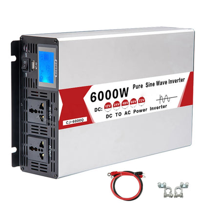 Inverter 12V 24V 48V 60V 72V To AC 220V Pure Sine Wave 60hz 6000W 8000W Power Inverter Frequency Converter Dual Socket With USB
