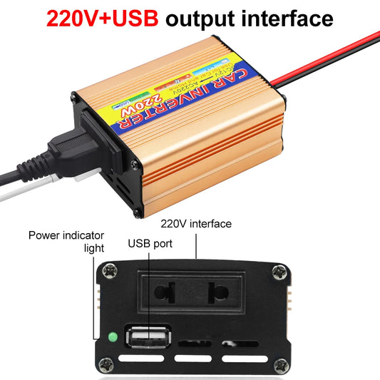 Car Inverters USB Voltage Transformer DC 12V To AC 220V Car Mounted Inverter 220W Power Inverter